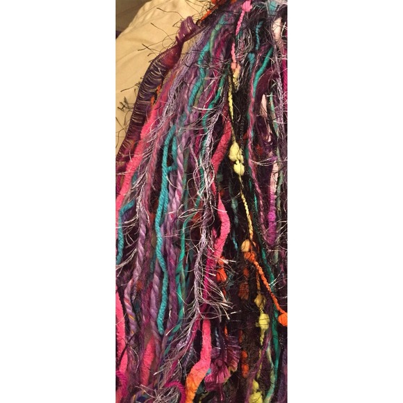 Black / Bright tones- Yarn hair fall / clip for Burning Man or festivals #007 - Picture 2 of 6